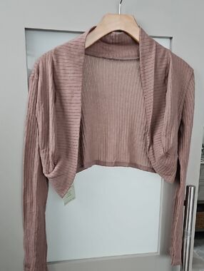 Persnickety Dusty Rose Ribbed Open-Front Top